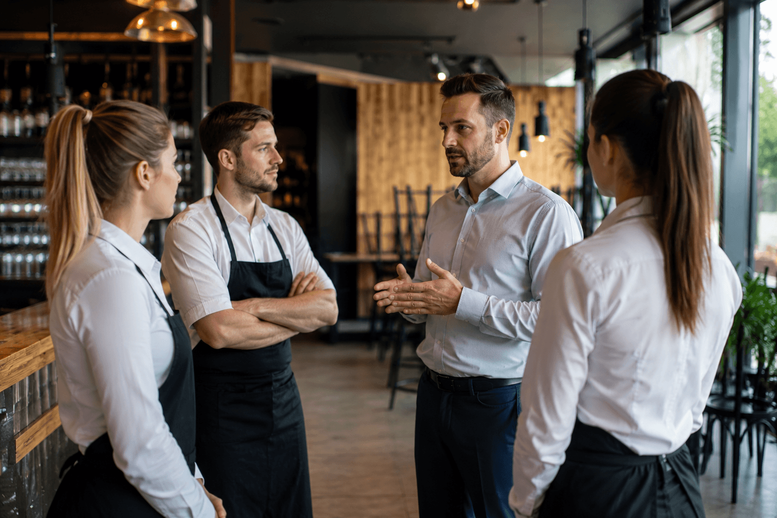 Wnętrze restauracji z nakrytymi stolikami