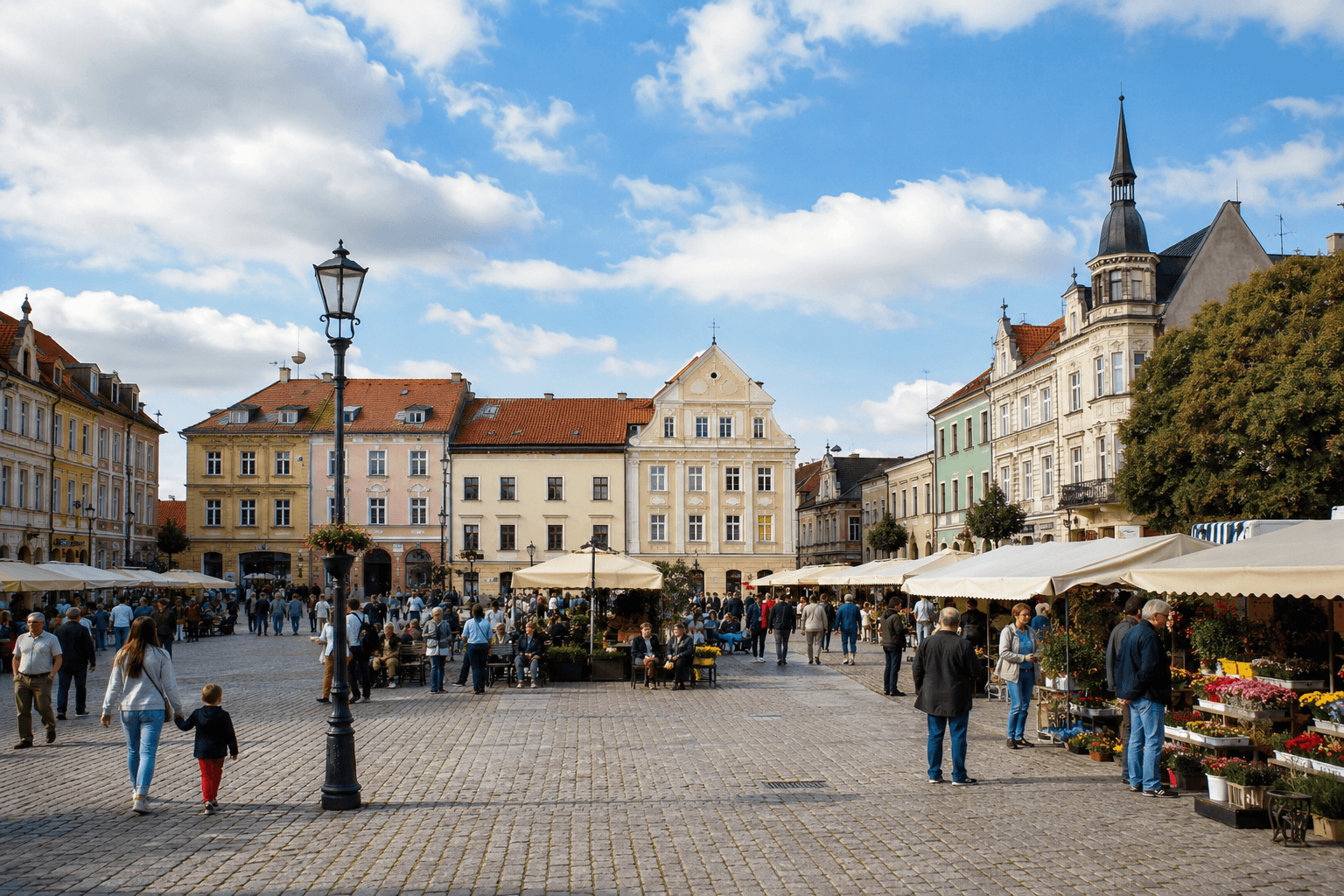 Miejski plac w ciągu dnia
