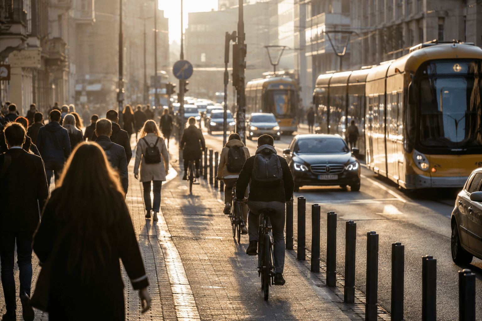 Tramwaje w złotym świetle popołudnia